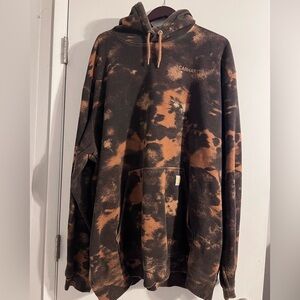 Carhartt Men's Tie-Dye Black and Brown Hoodie